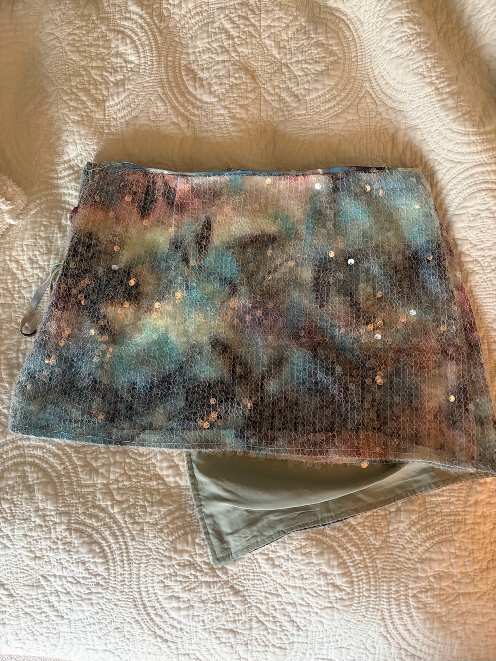 Peppermayo Sea Splash Sequin Mini Skirt in Light Blue and Iridescent - Picture 2 of 7